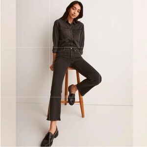 Madewell Women’s Mid-Rise Kick Out Crop Jeans 27 Black NEW 1138